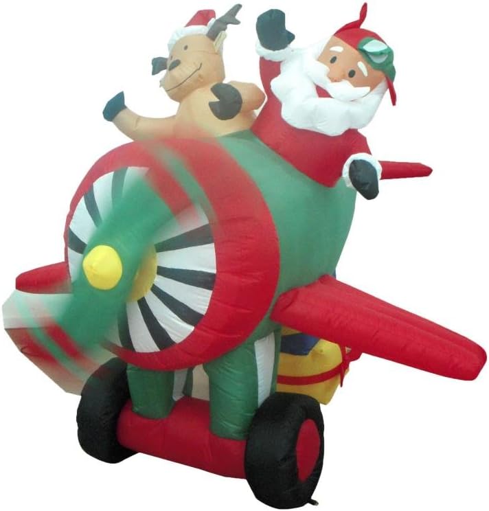 6 ft Animated Inflatable Santa in Airplane