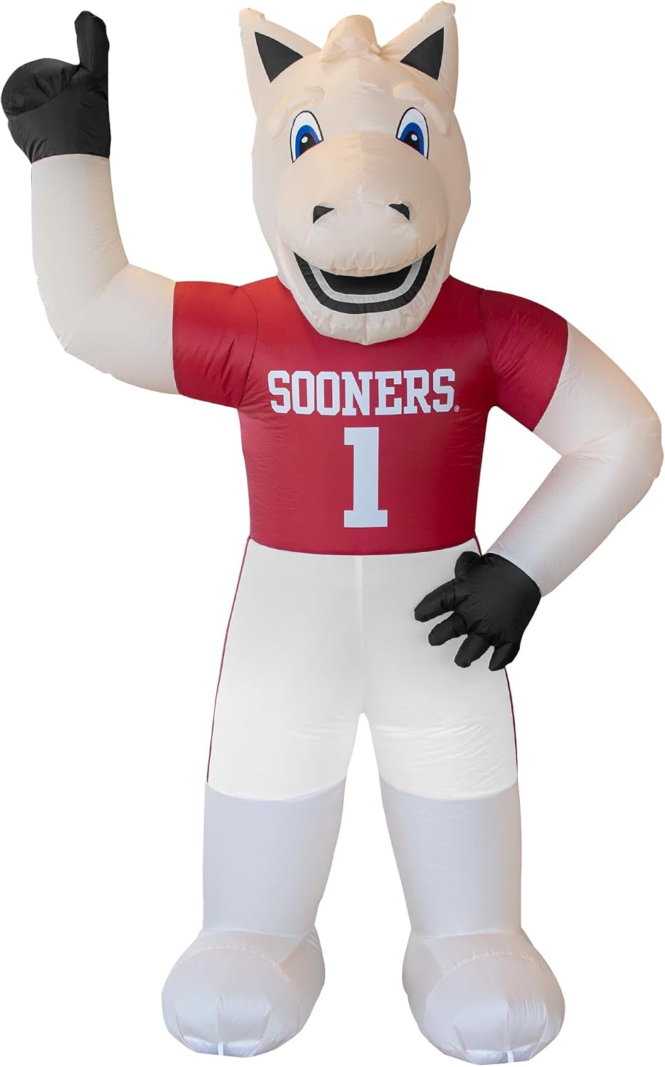 Logo Brands NCAA Oklahoma Sooners 7ft Inflatable Yard Mascot – Easy Inflation with 12V Blower, LED Lights for