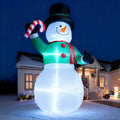 15 ft Inflatable Snowman with Candy Cane