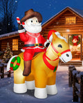 6 x 7 ft Inflatable Cowboy Santa on Horse