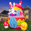 KOOY 7FT Height Easter Inflatables Outdoor Decorations Inflatable Easter Bunny with Colorful Eggs Decor Blow