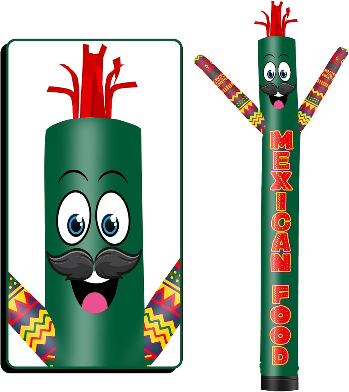 GOODENY 20FT Tall Inflatable Tube Man Mexican Food Wacky Wavy Dancing Guy (18''Diameter) for Outdoor Decora