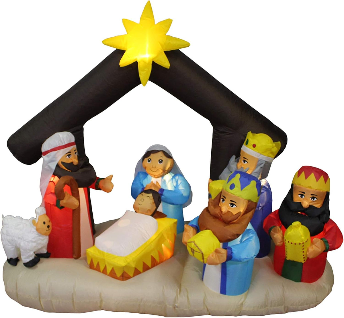 6 FT Long Lighted Christmas Inflatable Nativity Scene / Weather-Resistant Indoor/Outdoor Holiday LED Blow-Up