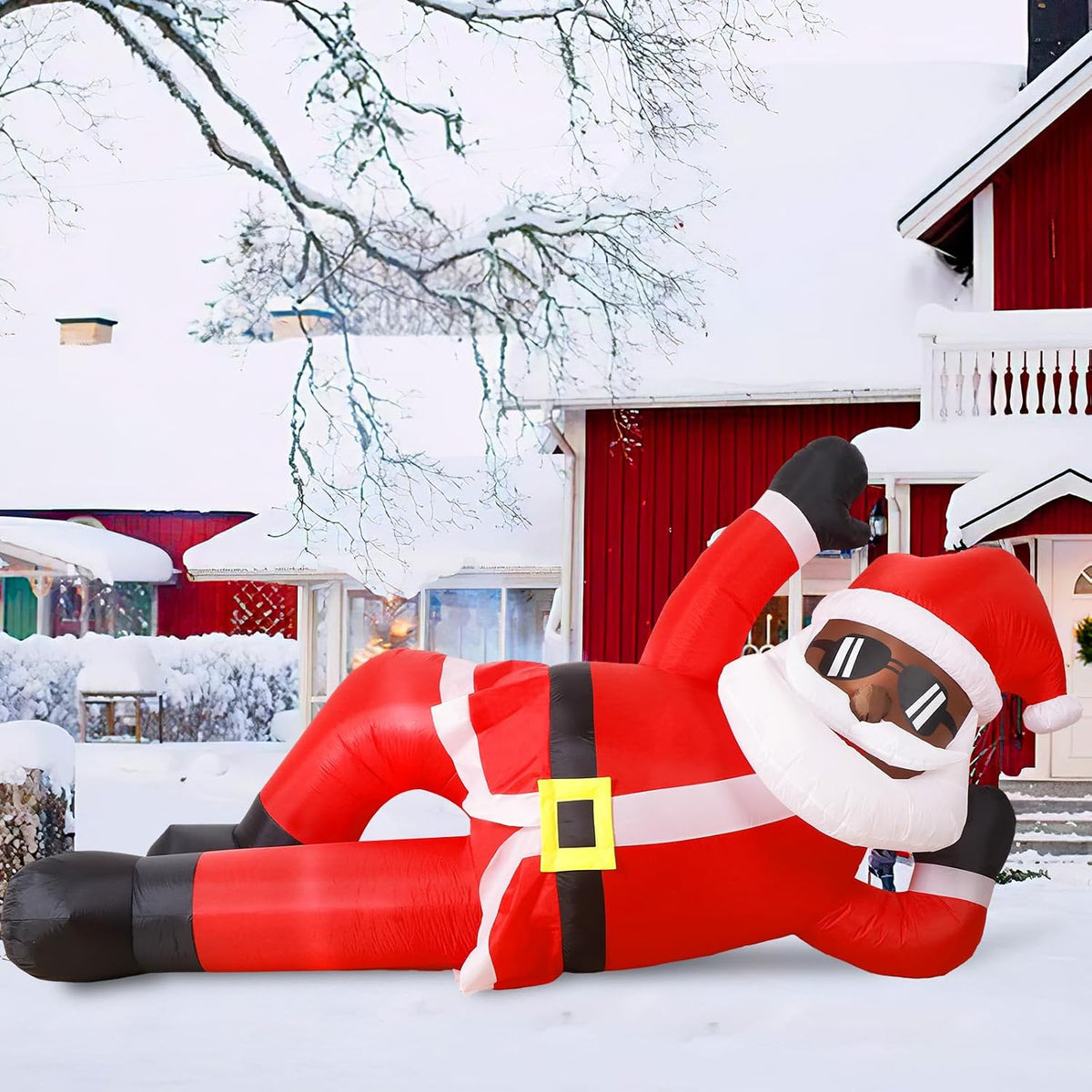 Cvkwe 10 FT Christmas Inflatables Black Santa Christmas Decorations Outdoor / Lounging Black Santa Inflatable