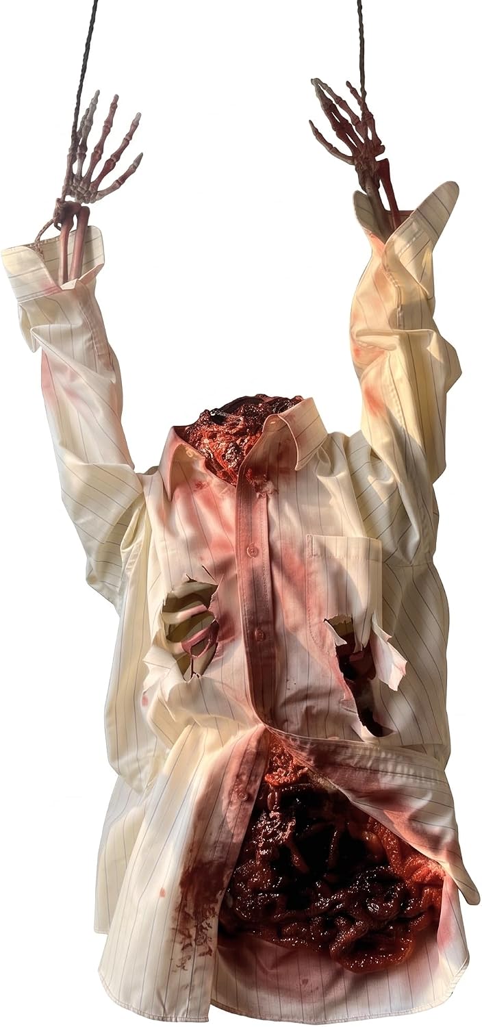 Halloween Body Parts Props - Life Size Bloody Torso Prop for Haunted House, Hanging Corpse Body Prop,