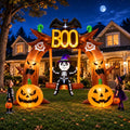 12FT Giant Halloween Inflatables Boo Archway Outdoor Decorations, Giant Scary Halloween Arch Blow Up Yard
