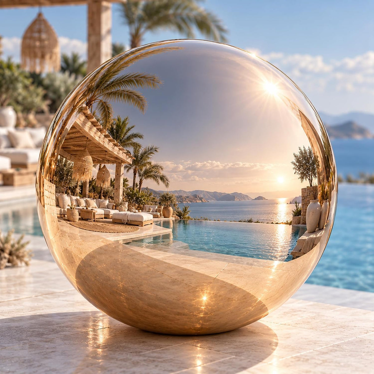 Gold Inflatable Mirror Ball, Big Shinny Mirror Balls Reusable Large PVC Disco Ball Balloon for Large Event