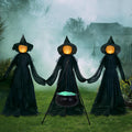 JOYIN 5 FT Halloween Witch Decorations Outdoor, Set of 3 Light Up Holding Hands Witches with Cauldron Yard