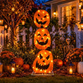 5FT Light Up Pumpkin Halloween Decorations Outdoor, 45 Lights / 3 Tier Stacked Jack O Lantern Dimensional 2...