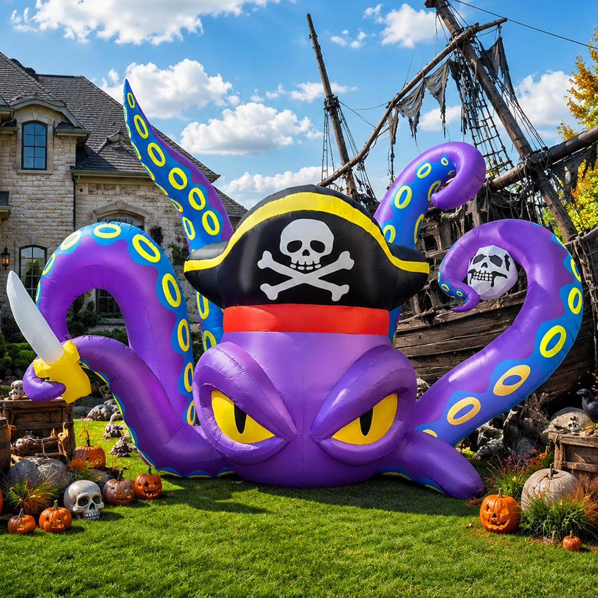 9 ft Inflatable Purple Pirate Octopus