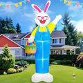 MICOCAH 12Ft Tall Giant Easter Inflatables Outdoor Decorations Lighted Inflatable Bunny Holds Easter Eggs
