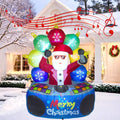 6 FT Christmas Inflatables DJ Santa Outdoor Decorations with Rotating LED / Musical Blow Up DJ Santa Claus,