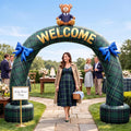 Seenelling 9 Ft Bear Baby Shower Inflatable Arch / Tartan Plaid Bear Inflatable with LED Lights, baby shower