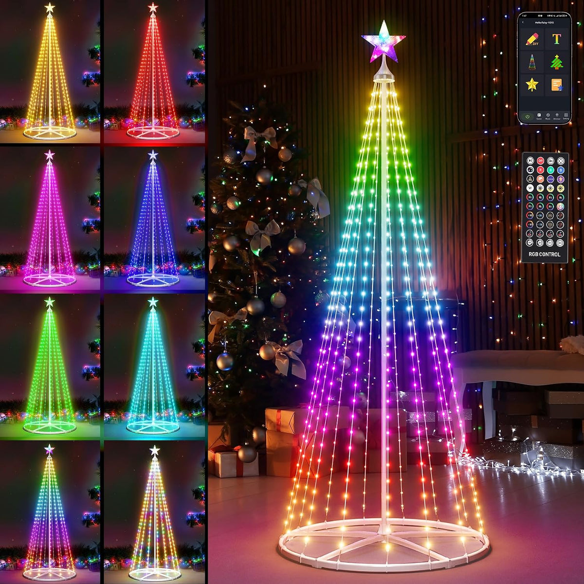 Danshinro 6FT LED Smart Christmas Tree - Outdoor & Indoor Lighted Christmas Tree Decorations Indoor Christmas