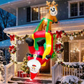8.5 Ft Hanging Christmas Inflatable Outdoor Decoration, Blow Up Reindeer Pulling Santa Claus on Sleigh