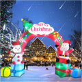 12.5FT Christmas Inflatables Archway, Inflatable Santa Claus and Snowman Sitting on Gift Boxes, Christmas